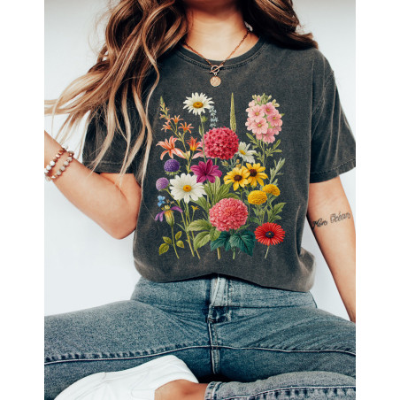 Vintage Boho Wildflowers Cottagecore T-Shirt
