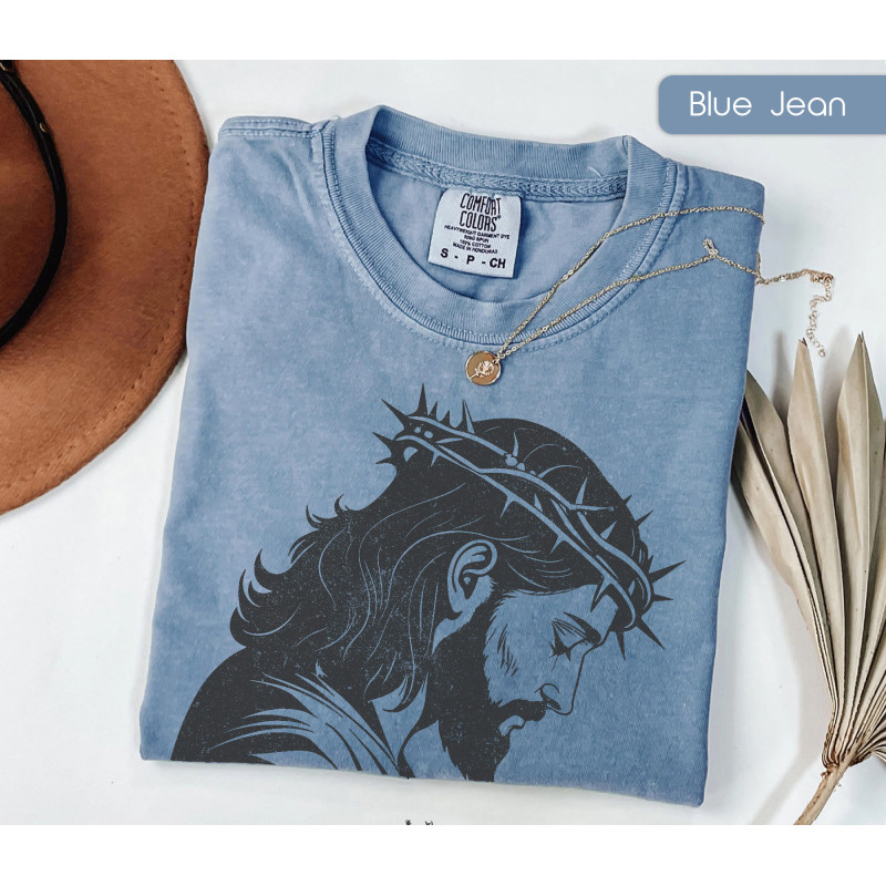 Vintage Jesus Profile Christian T-Shirt, Easter Tee, Gift for Mom, Faith Tshirt