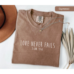 Bible Verse Shirt Love Never Fails Bible Quote Christian TShirt