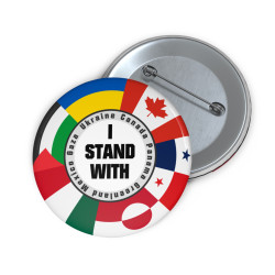 I Stand With Button Pin Support Ukraine Canada Panama Greenland Mexico Gaza Palestine Gift for Activists