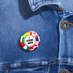 I Stand With Button Pin Support Ukraine Canada Panama Greenland Mexico Gaza Palestine Gift for Activists