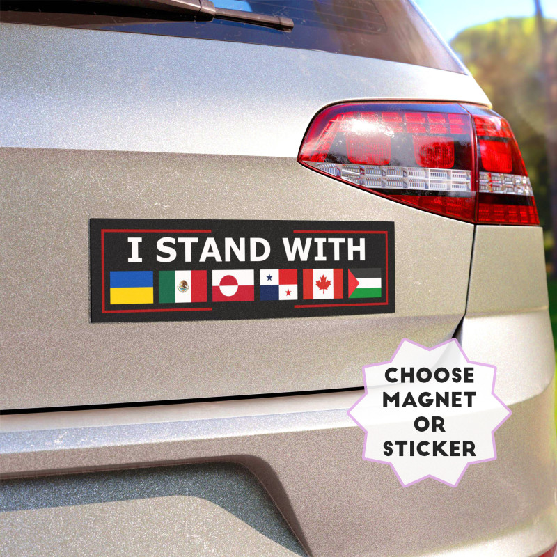 Magnet Sticker I Stand With Ukraine Palestine Panama Greenland Mexico Canada Car Bumper Sticker or Magnet Magnet Sticker I Stand With Ukraine Palestine Panama Greenland Mexico Canada Car Bumper Sticker or Magnet
